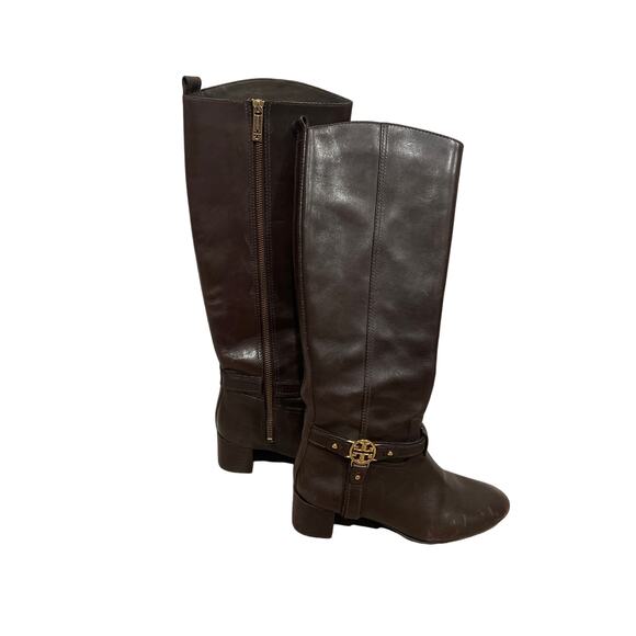 Tory Burch‎ Leather Riding Boots, Brown, Size 7M, KB243 - Picture 2 of 7